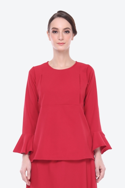 Saloma Plain Blouse in Red